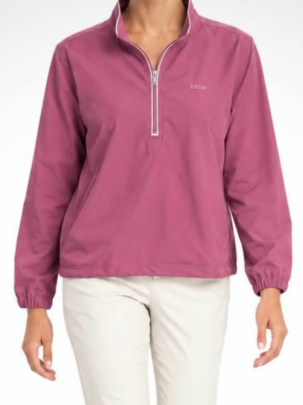 IZOD Golf Women's 1/4 Zip Mauve Pink Athletic Pullover Windbreaker Jacket [sz L]